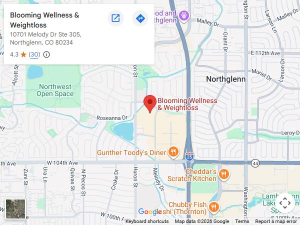 Get Directions From Your Location to Blooming Wellness and Weight Loss Clinic in Northglenn, CO